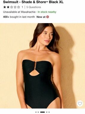 Shade & Shore Black Strapless Cutout One-Piece Swimsuit